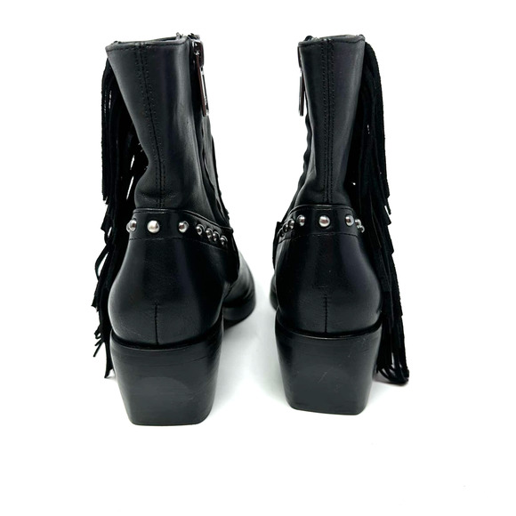 Sam Edelman size 5 black ankle boots‎ booties fringe studded side zip Bernie - Picture 5 of 11